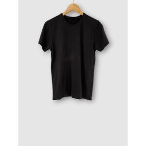 Patrick Assaraf Pima Cotton Blend Black Crewneck T-Shirt Size Small